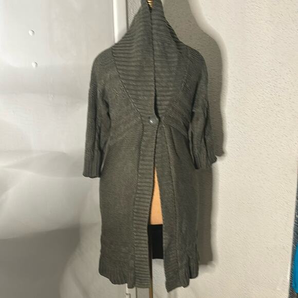 Sonoma Life+Style Olive Green Cable Knit Sweater M Cardigan Duster Fall Winter - Picture 1 of 10